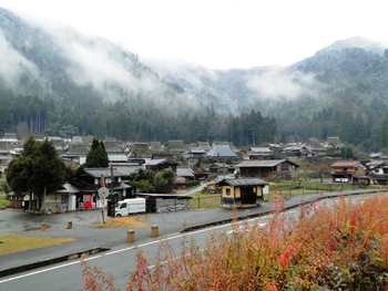 Mist settles over Miyama Kayabuki village