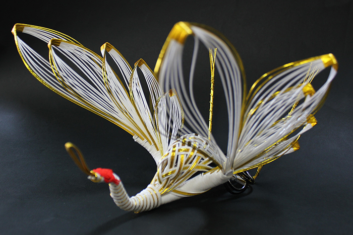 Crafted crane at the Mizuhiki Museum