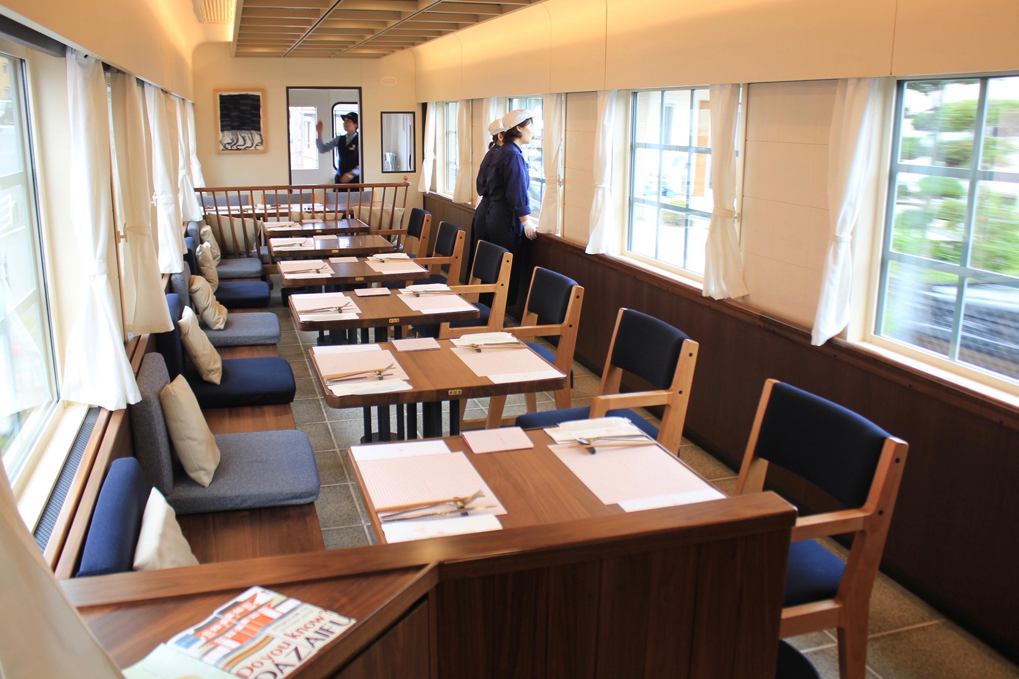 One of the dining cars in The Railway Kitchen Chikugo